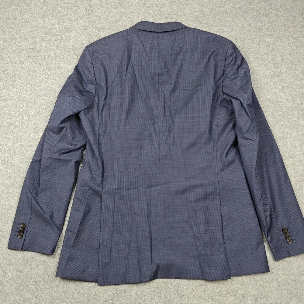 Hugo Boss Blazer Mens 42L Blue Check Super 120 Wool 2 Button Suit Jacket